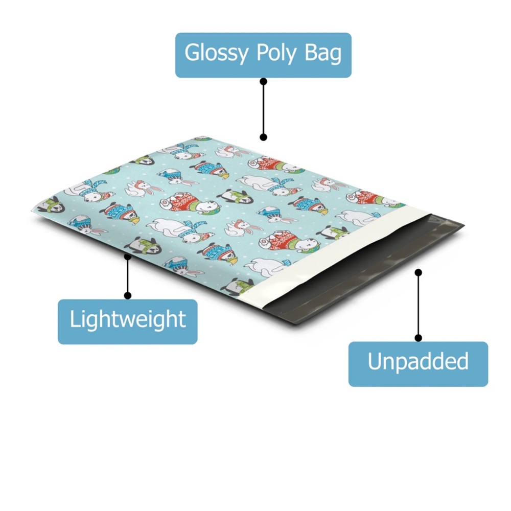 ❄️10 Blue winter animals Poly Mailers 12 x 15 inch - Picture 7 of 7
